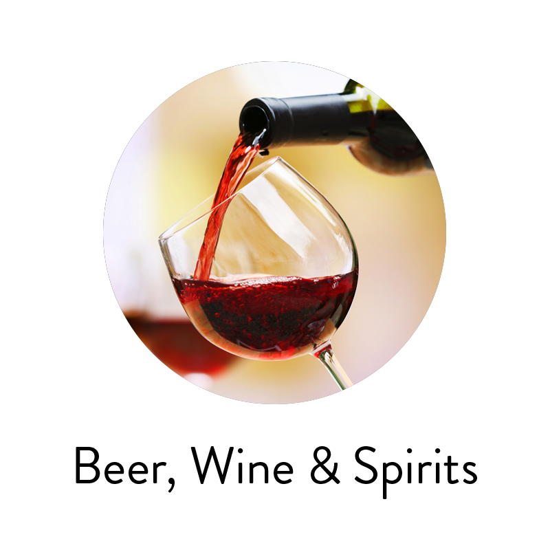 beer, wine and spirits