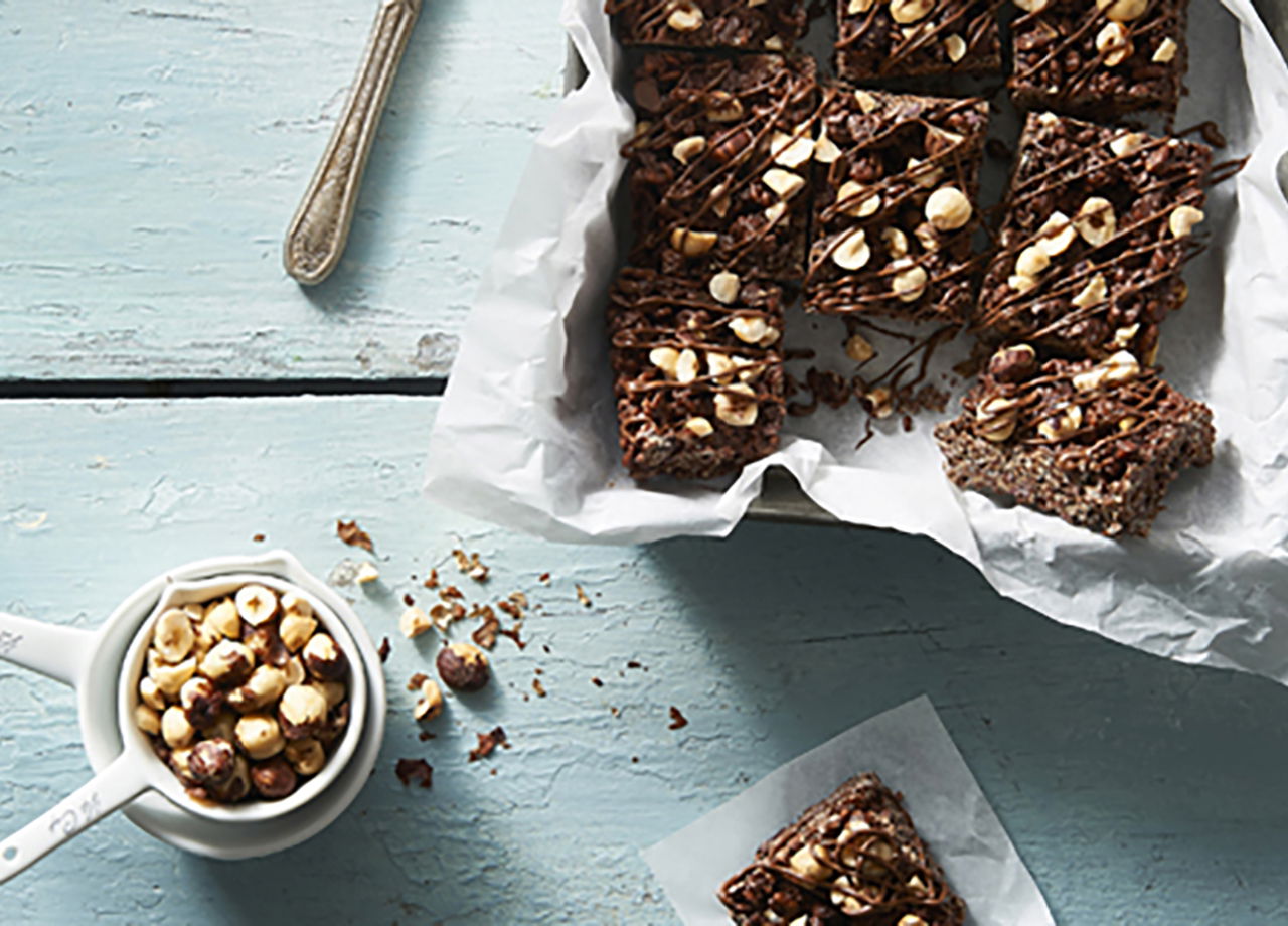 Nutty Chocolate Crispy Bars