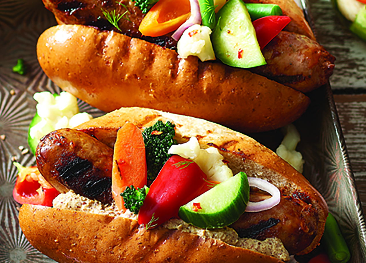 Picked Veggies on a hot dog