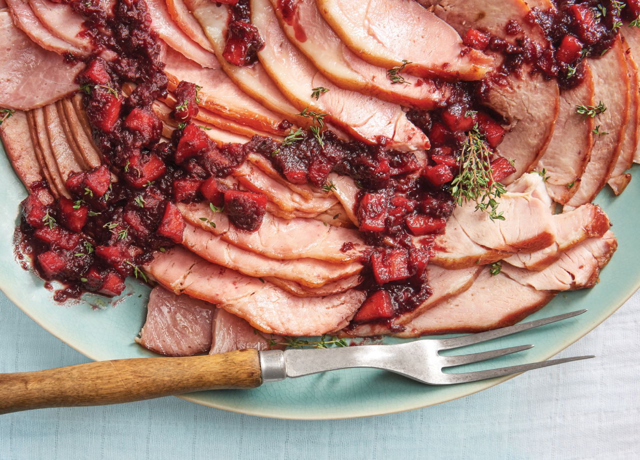 Spiral Ham with Cherry-Jalapeno Glaze and Compote